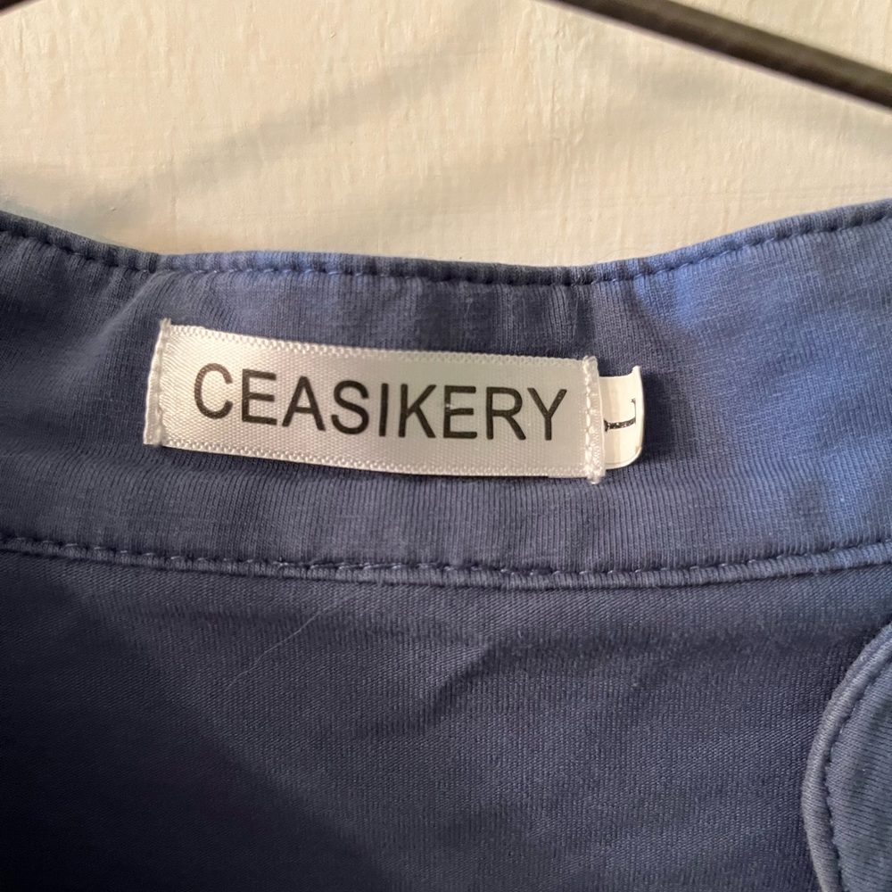 Casual Navy V-Neck Shirt for Women - Picture 3 of 4